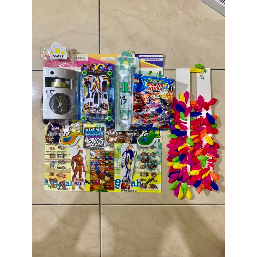 cabutan berhadiah mainan JAM WEKER & TAMIYA, PENSIL