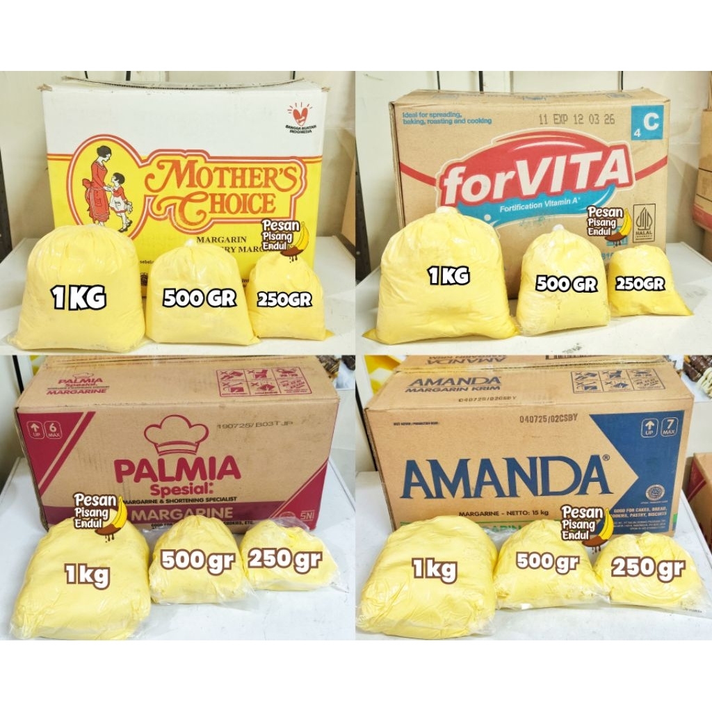 

Repack 500gr - Margarin Palmia, Palmia Spesial, Amanda, Simas, Forvita, Mother Choice