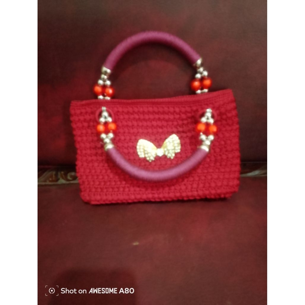 tas rajut selempang / tas rajut tali kur