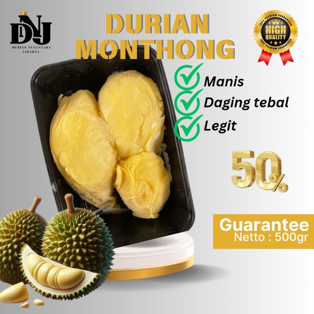 

Durian Monthong Kupas, Daging Tebal, Manis