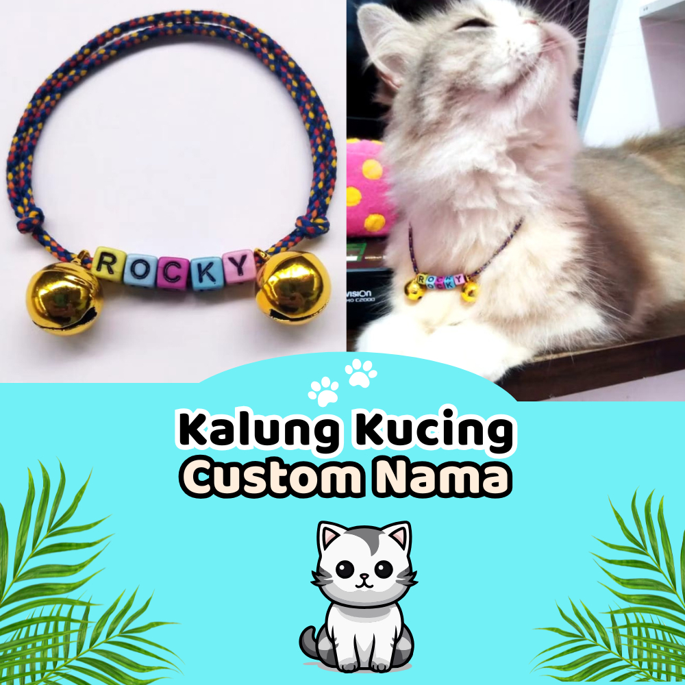 Kalung nama PRUSIK, kalung kucing nama, kalung kucing