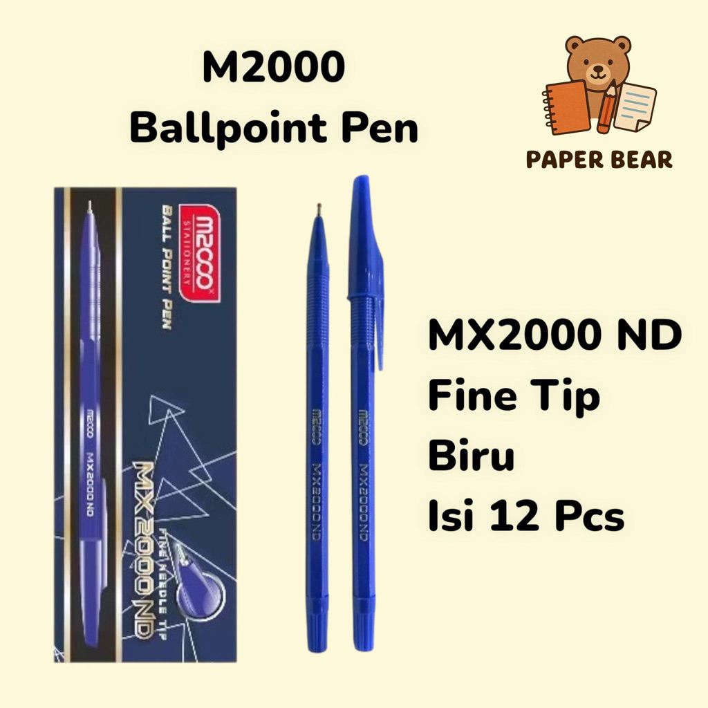 

Pulpen M2000 MX2000 ND Bolpen 1 Box Ballpoint Biru 12 Pcs Fine Tip Tinta Lancar Cocok Untuk Sekolah Dan Kantor Stationery