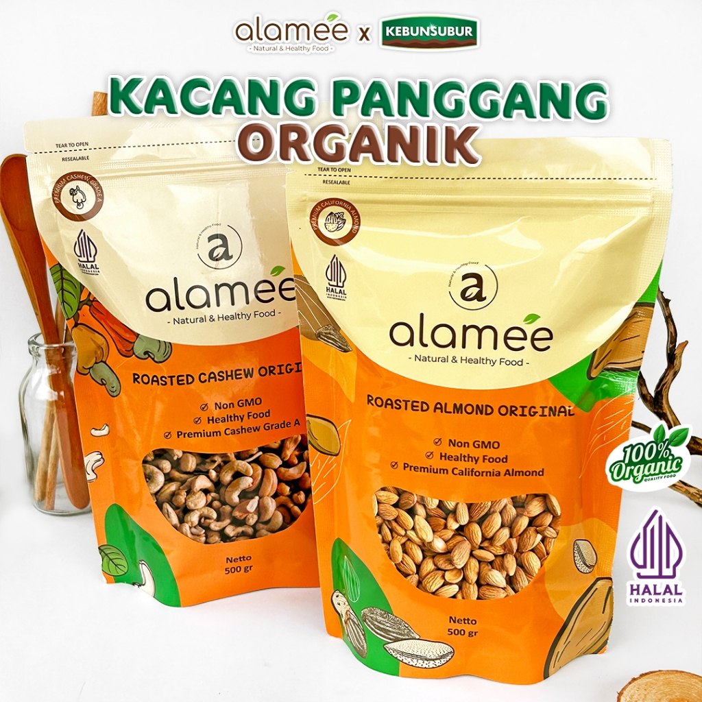 

alamee pouch besar Roasted GradeA California almond mede walnut kacang panggang Kebunsubur