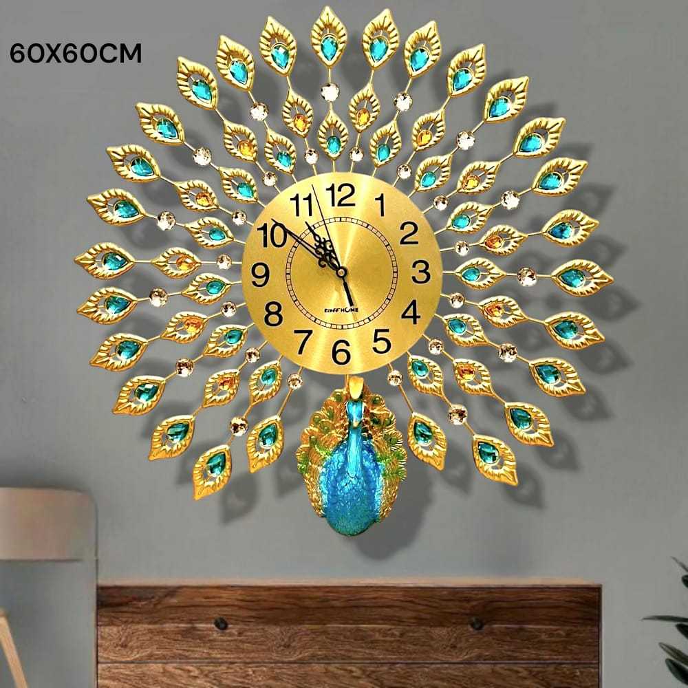 Jam dinding Merak Luxury diamond Retro Jam besar diamond 3D jam dinding diamond merak Jam Dinding Me