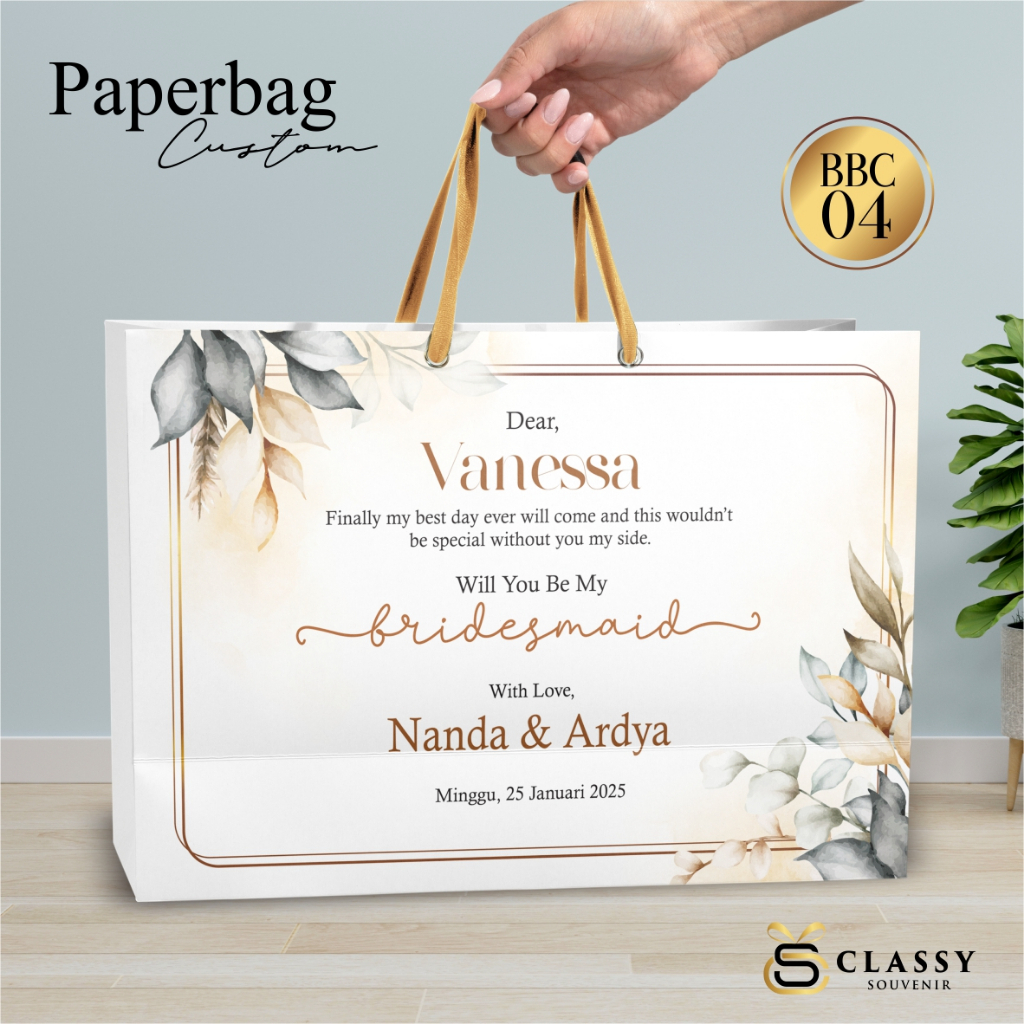 

PAPER BAG CUSTOM PREMIUM - TAS PAPER BAG BRIDESMAID ELEGANT BAHAN BRIEF CARD