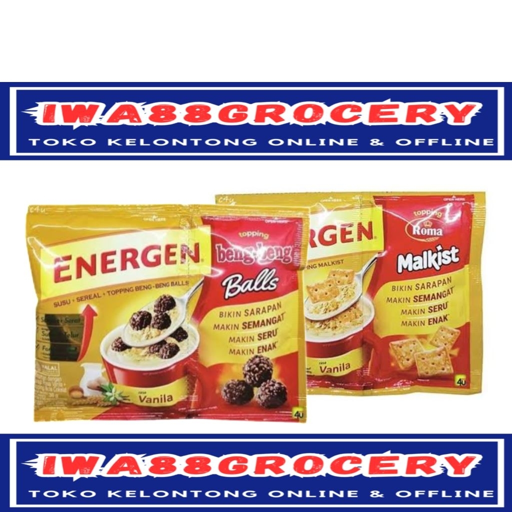 

Energen sereal toping beng-beng dan malkist sachet