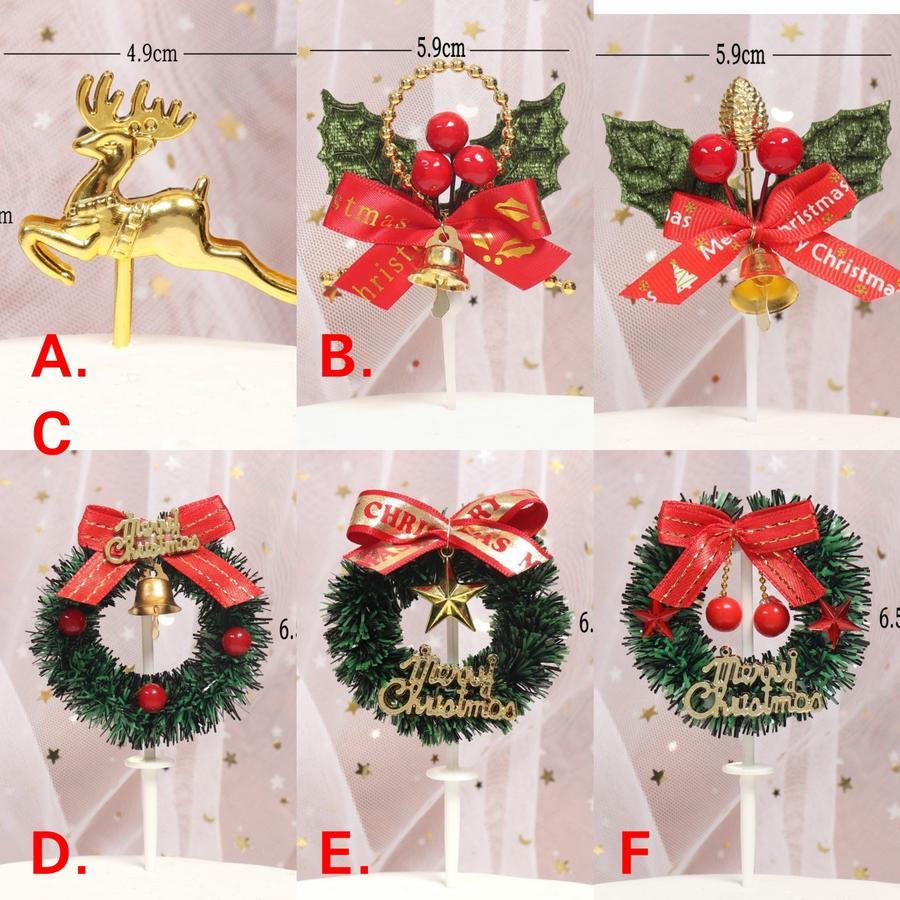 

Cake Topper Krans Natal Daun Pita Natal Hiasan Dekorasi Mini Kue Ulang Tahun Christmas Topping