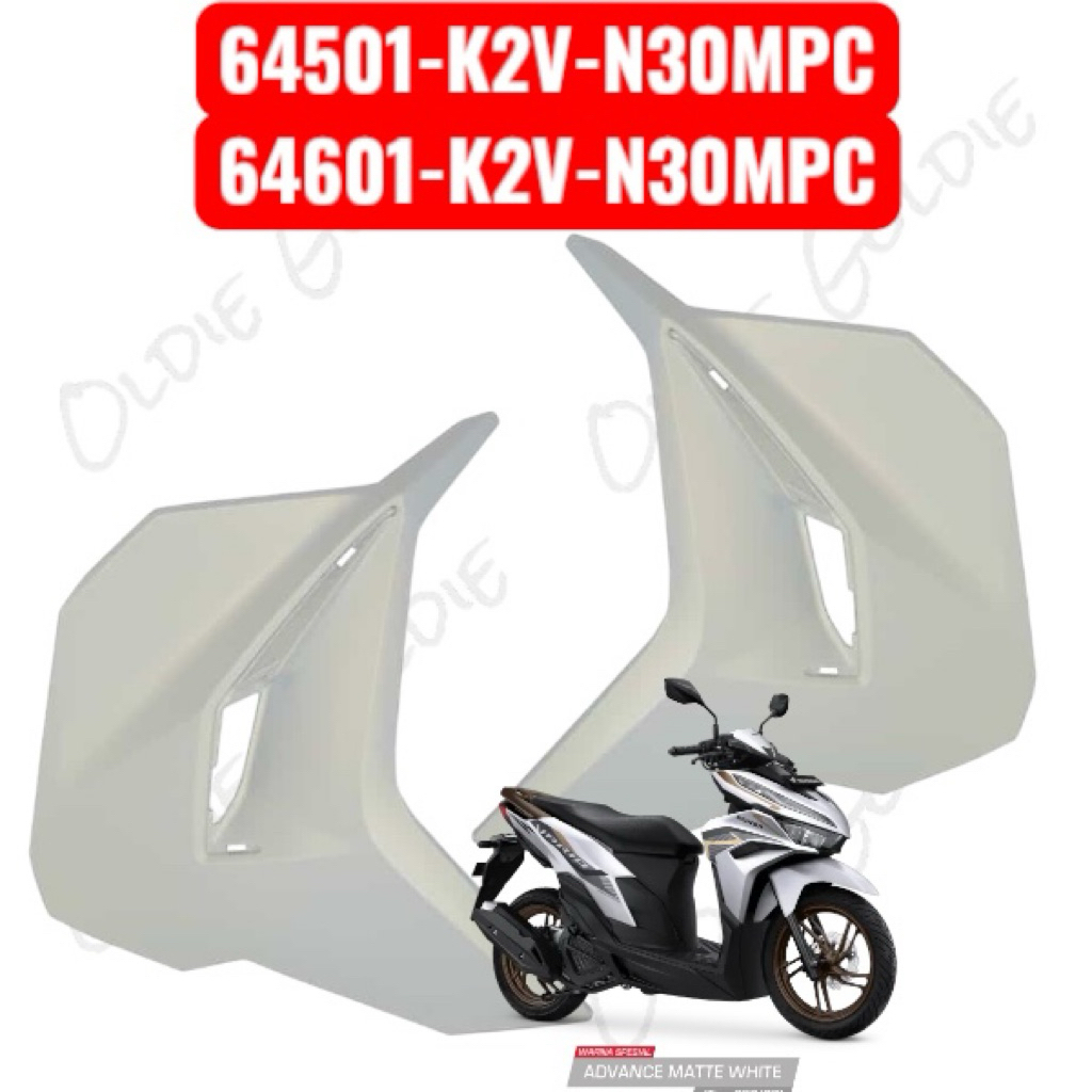 64601-K2V-N30MPC 64501-K2V-N30MPC Cover Body Depan Kiri atau Kanan Putih DOFF NEW VARIO ESP 125 K2V 