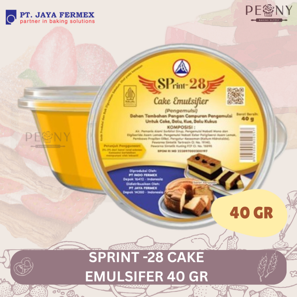 

SPRINT-28 CAKE EMULSIFER KEMASAN 40 GR/SPONGE SPRINT-28 KEMASAN 40 GR