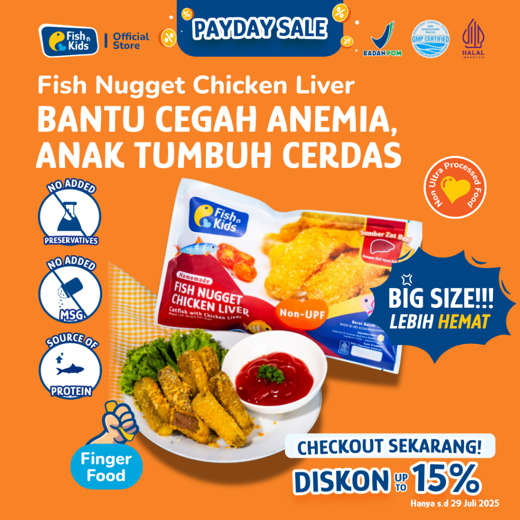 

Fish n Kids - Nugget Lele + Hati Ayam Nugget 450 gr Non MSG - Homemade Non UPF BPOM HALAL