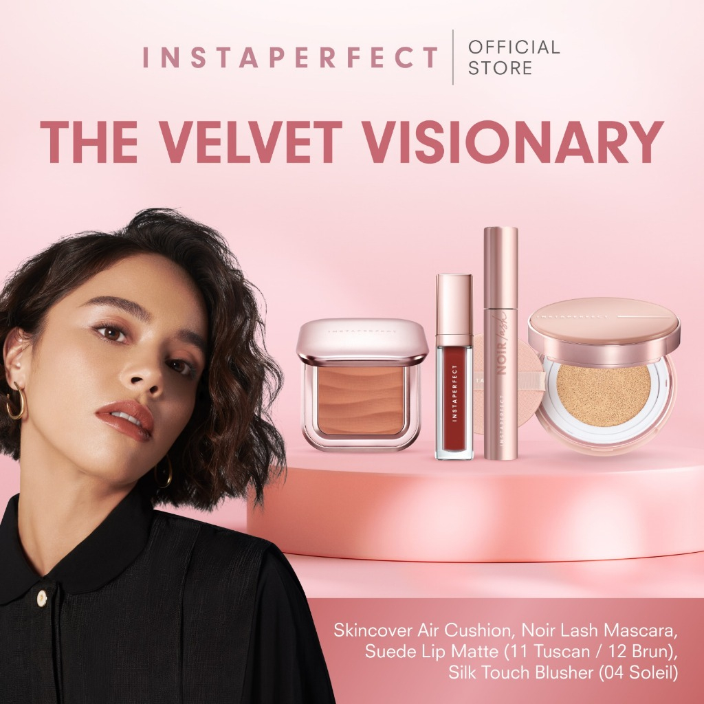 Instaperfect The Velvet Visionary Make Up (Mahogany) Look: Skin Cover Air Cushion, Silk Touch Blushe