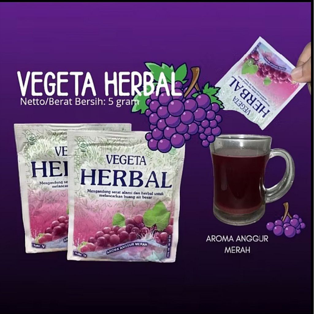 Vegeta Herbal Eceran 1 Sachet 4,6 gram / Vegeta Herbal Diet / Vegeta Herbal Melancarkan BAB