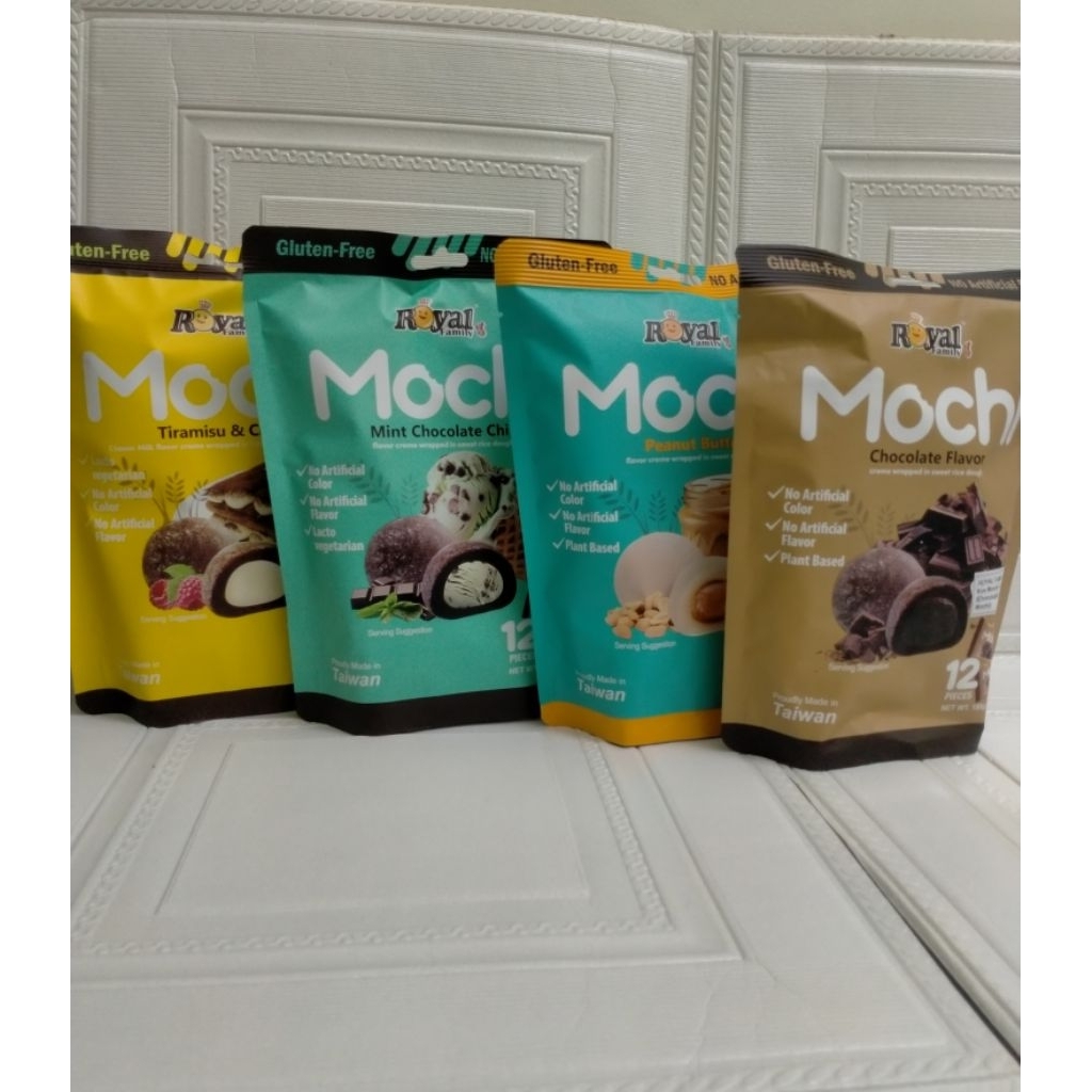 

Royal Family Mochi dengan 4 varian rasa 180 g, Gluten free product of Taiwan.