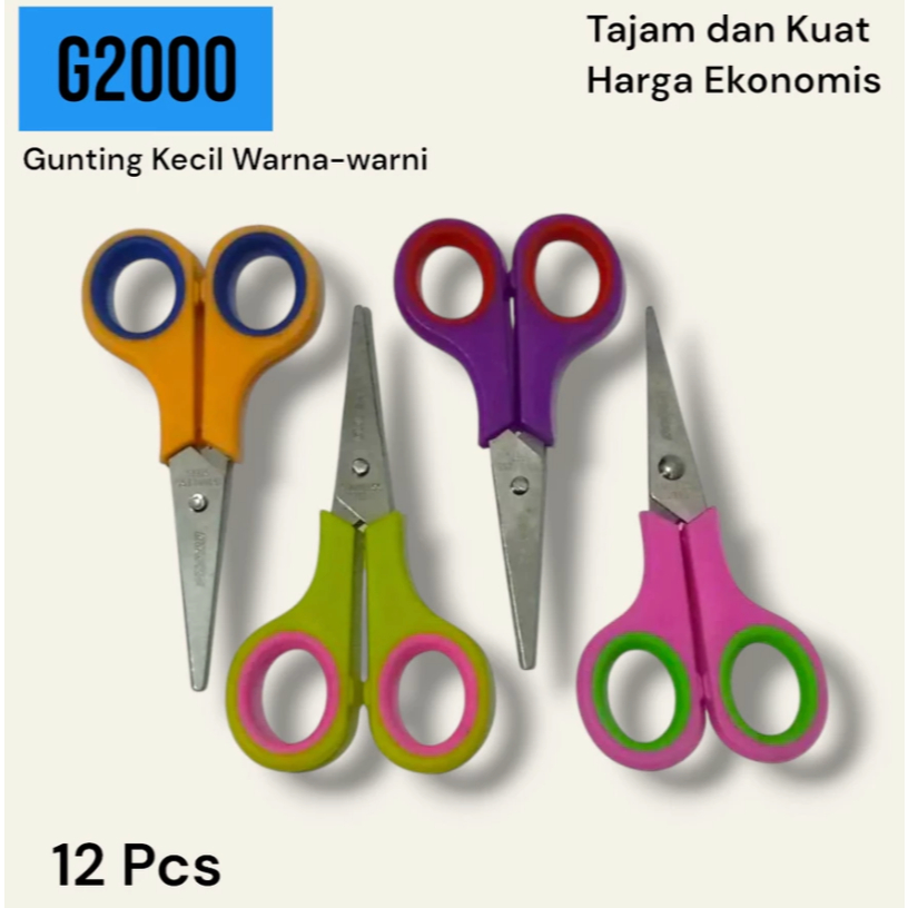 

(1 Renteng = 12Bj) Gunting Warna-Warni G2000 Panjang 12cm tipe G-114