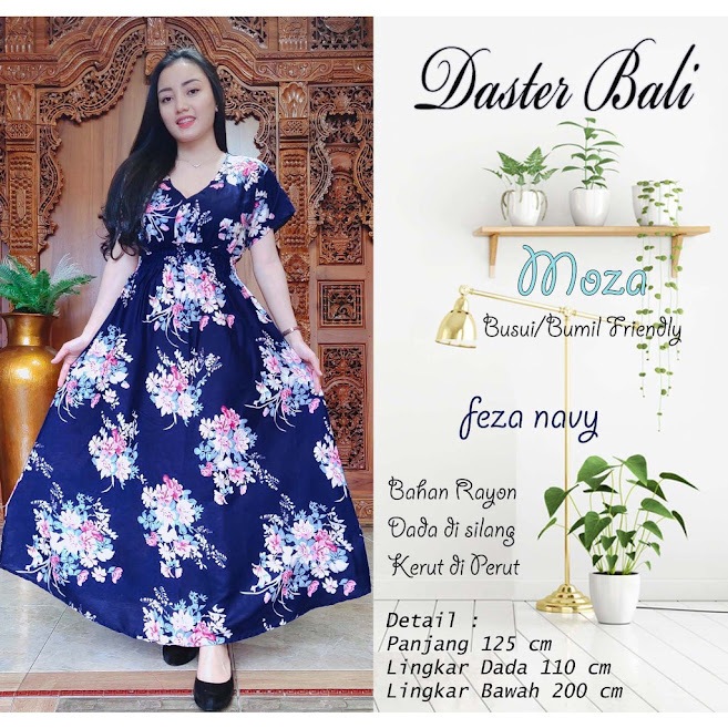 Daster dress moza bali motif bunga | Daster panjang | Dress pantai