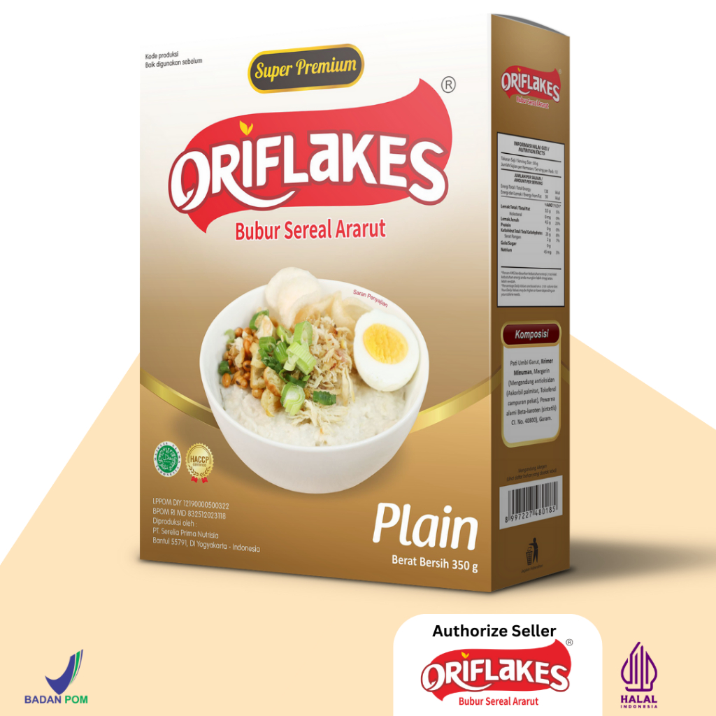 

ORIFLAKES PLAIN Maag Asam Lambung & Gerd Makanan Sarapan Sereal Pati Umbi Garut 350 gram