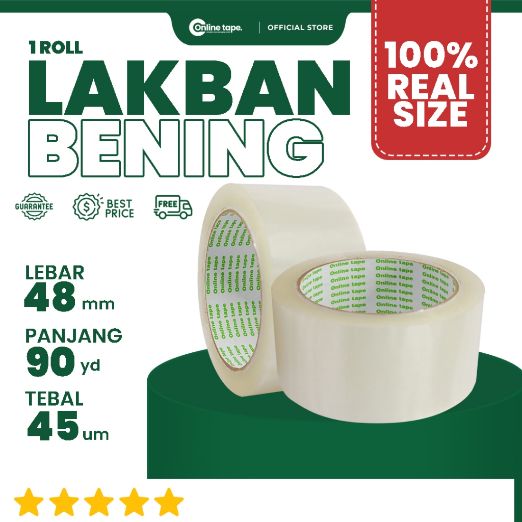 

Lakban Bening 48 MM X 90 Yard PURE UKURAN REAL Tebal Kuat Isolasi solatip perekat kuat tebal Termurah