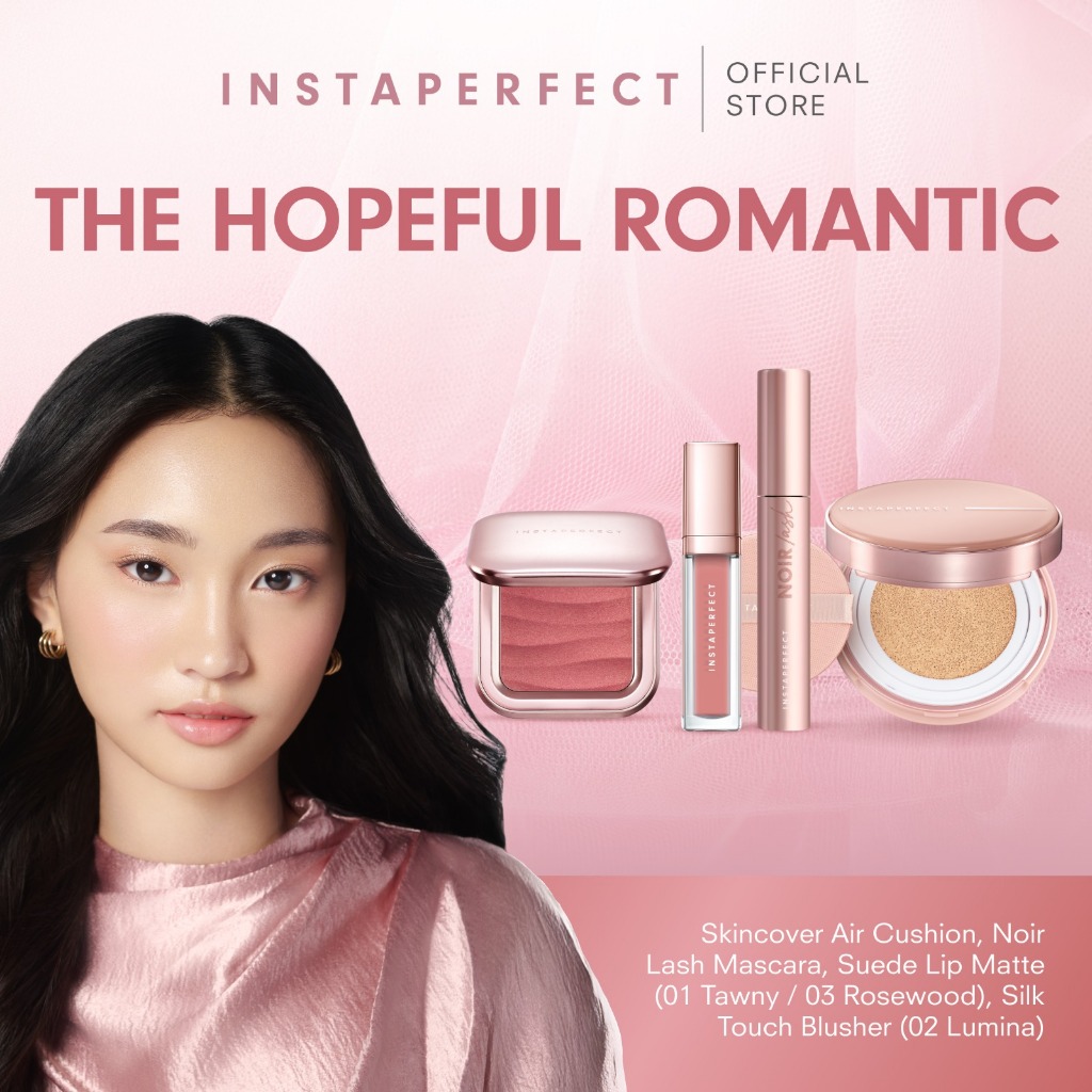 Instaperfect The Hopeful Romantic Make Up Look: Skin Cover Air Cushion, Silk Touch Blusher, Suede Li