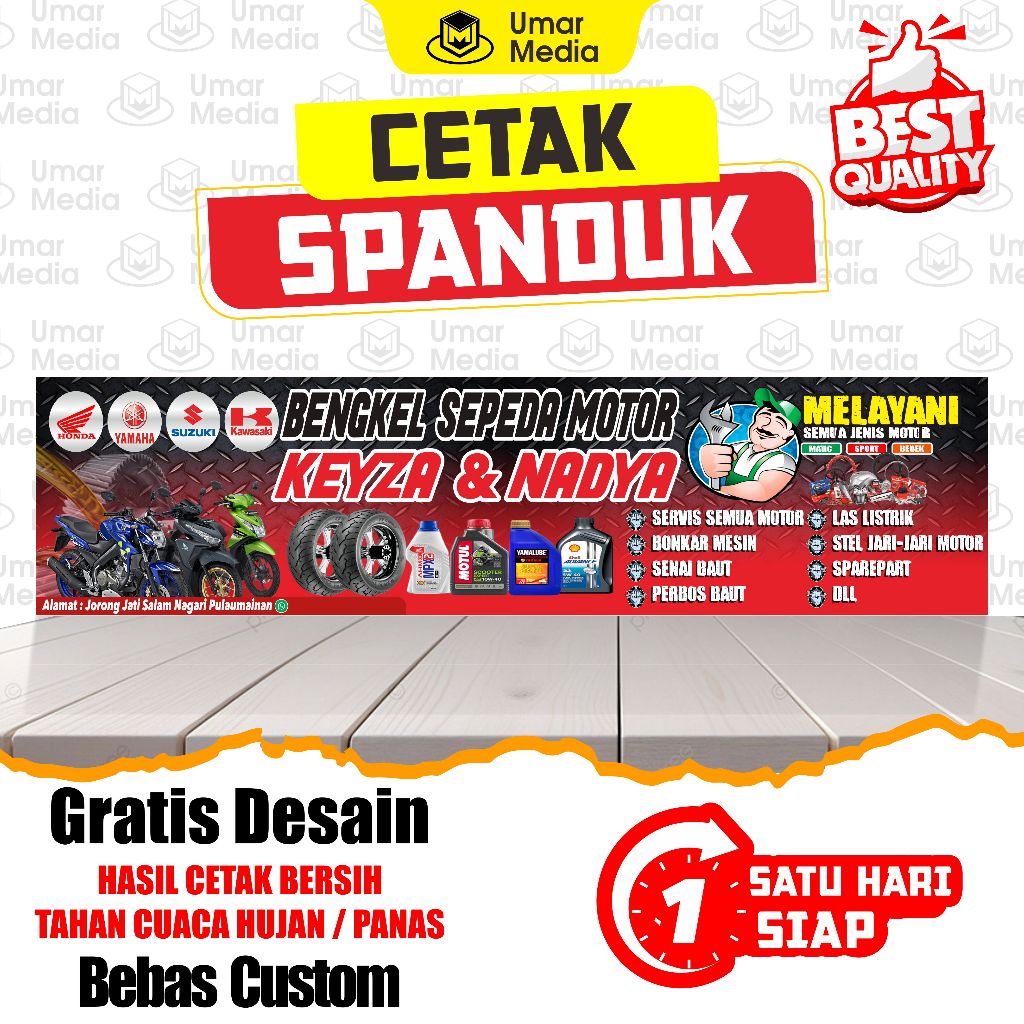 Cetak Spanduk Bengkel Banner Steam Baliho Service Motor Mobil Spanduk Spare Part Kendaraan Baliho To