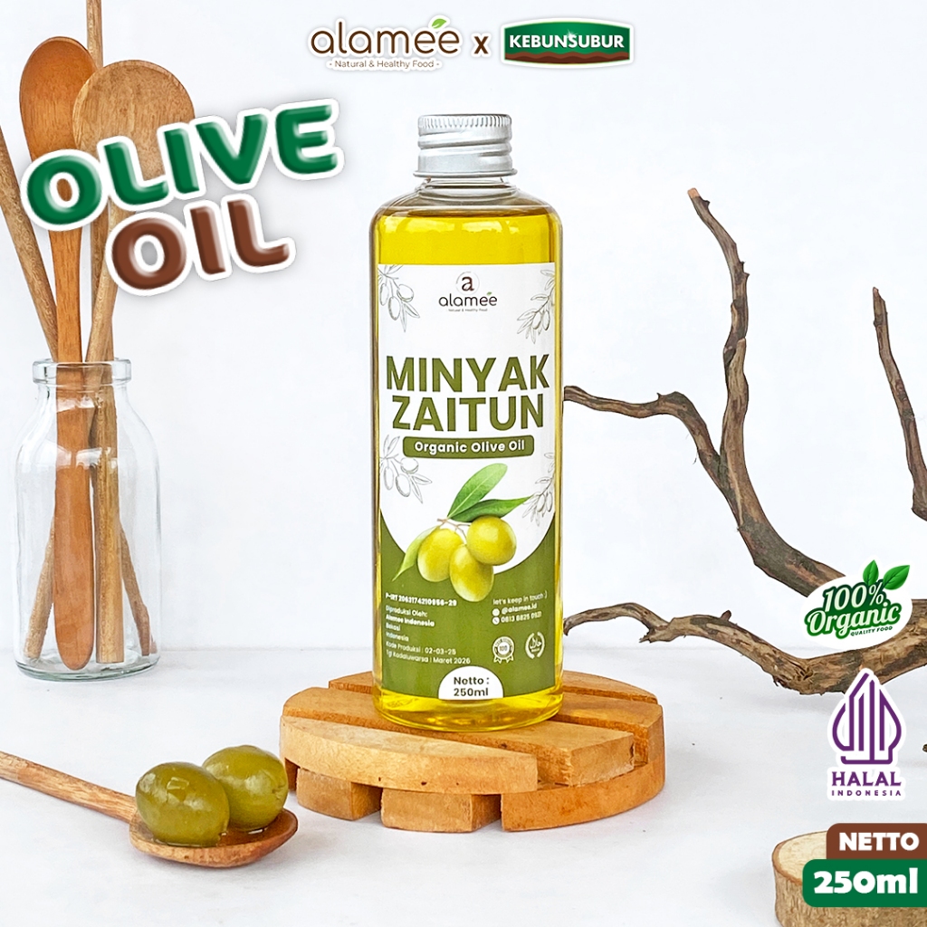

ALAMEE Minyak Zaitun Olive Oil Untuk Diminum Extra Virgin Organic Organik Asli Masak EVOO 250ml Kebunsubur