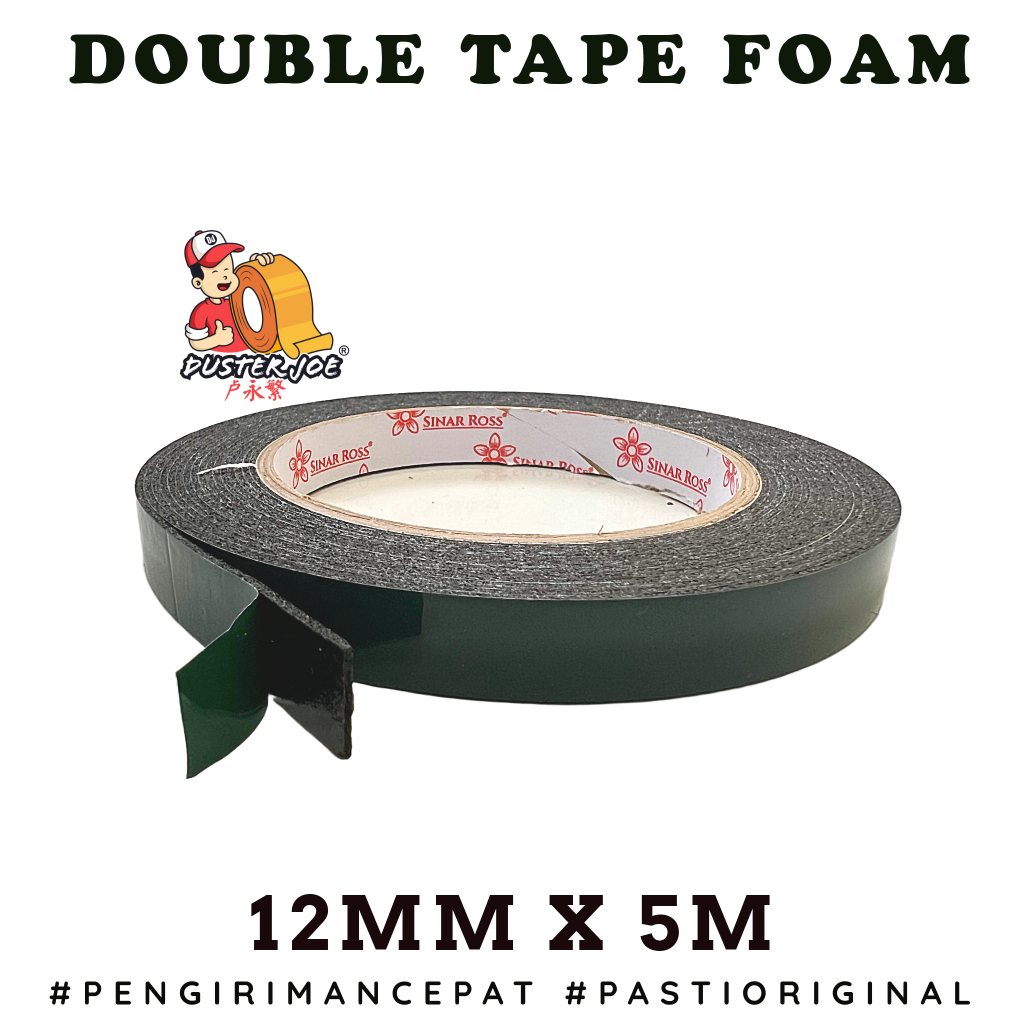 

[PER 1 DUS] Double Tape Foam Sinar Ross 12mm 5M (1 DUS ISI 216 ROL)