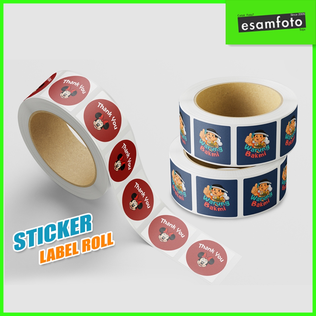 

ESAM - Sticker Roll Bulat Custom / Sticker Vinyl / Kemasan Makanan / Label Roll / Self Adhesive Seal Label Roll / Cutting Kiss Cut /Grosir / Waterproof