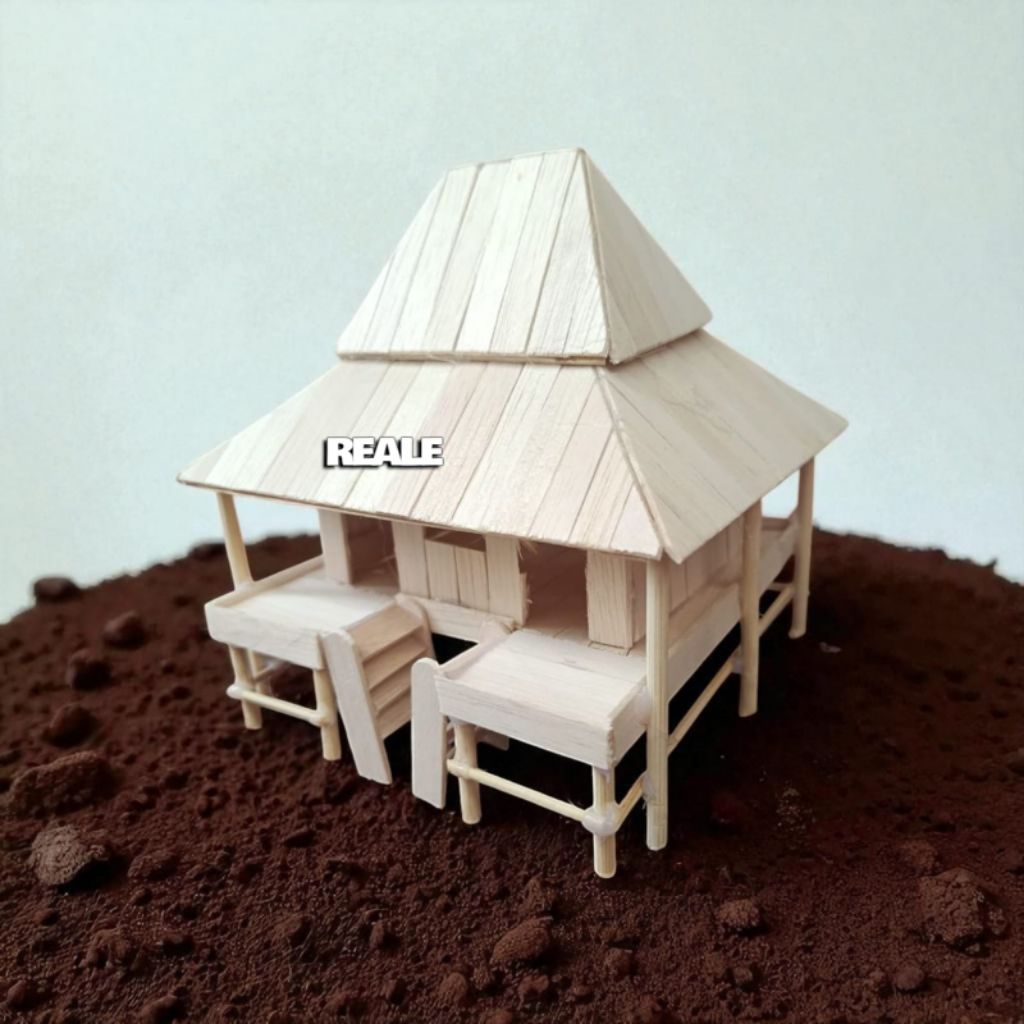 miniatur rumah adat limas palembang stik eskrim LED