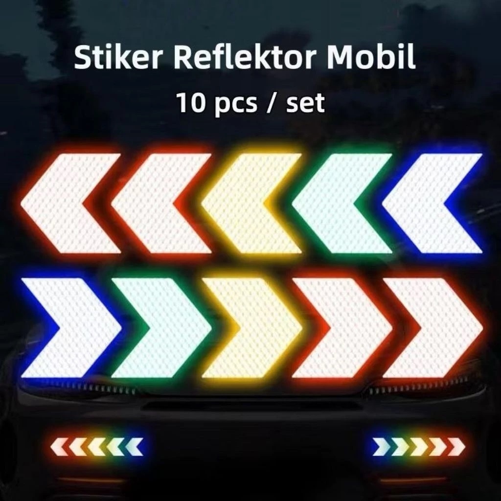 10 pcs Stiker Reflektor 3D Mobil Stiker Reflector Bumper Sticker Reflektor Mobil Dan Motor