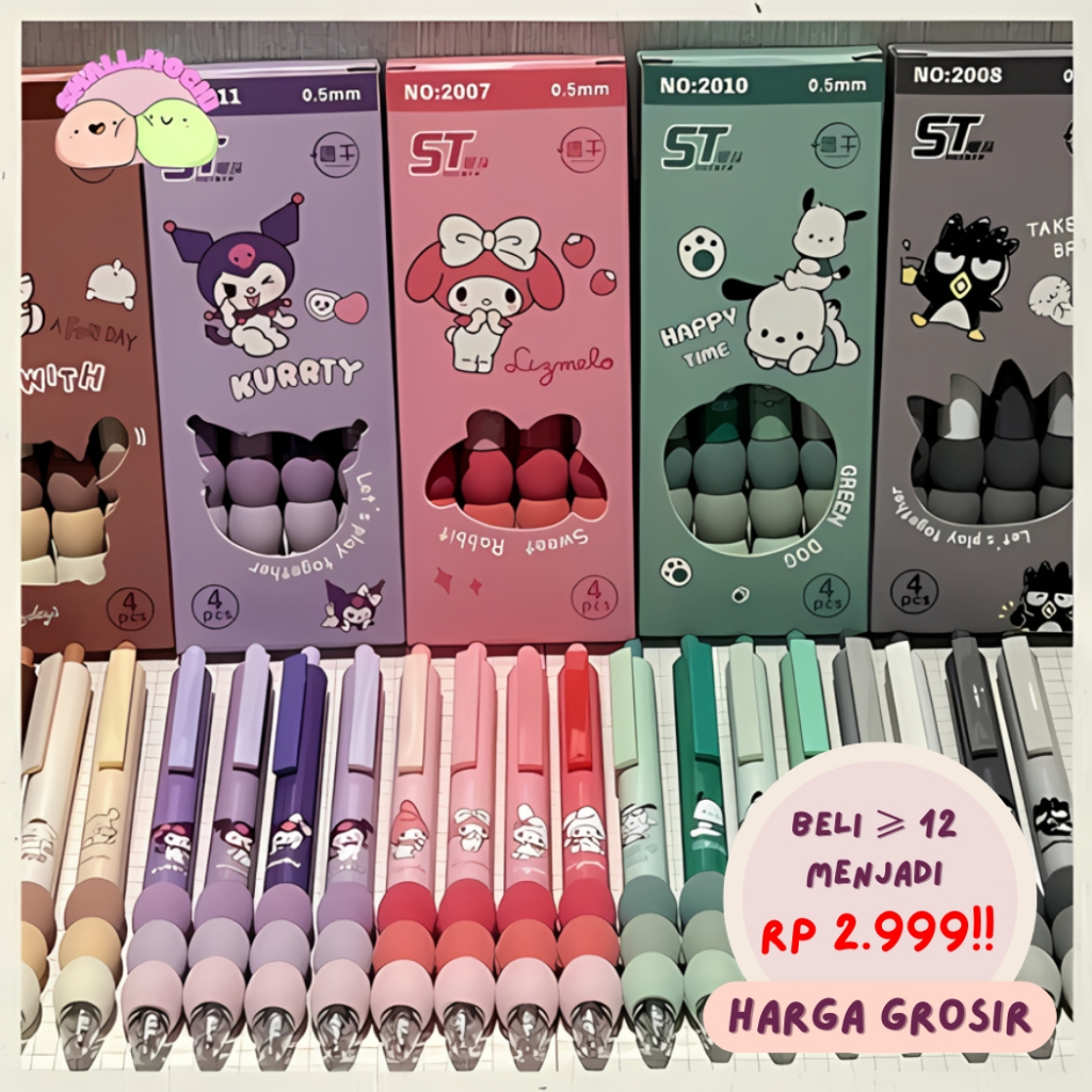 

(1 Pcs) Pena Sanrio Camping Alat Tulis Pulpen Tinta Hitam 0.5mm