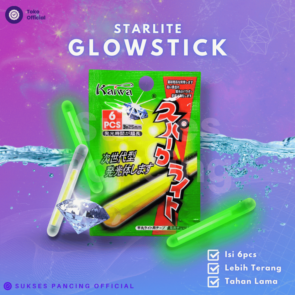 Starlite KAIWA Glow Stick Pancing ISI 6pcs / Starlet Pancing