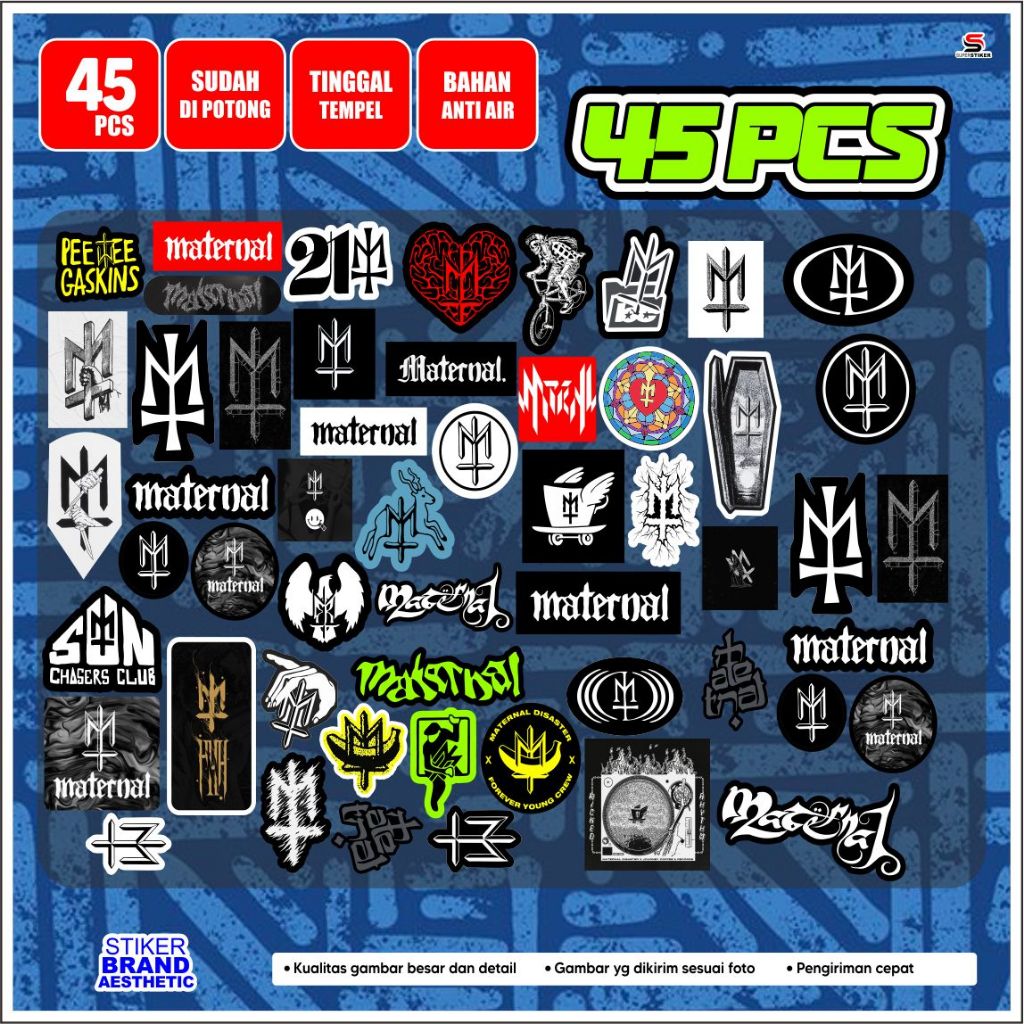 

Stiker brand maternl 45pcs anti air sudah potong