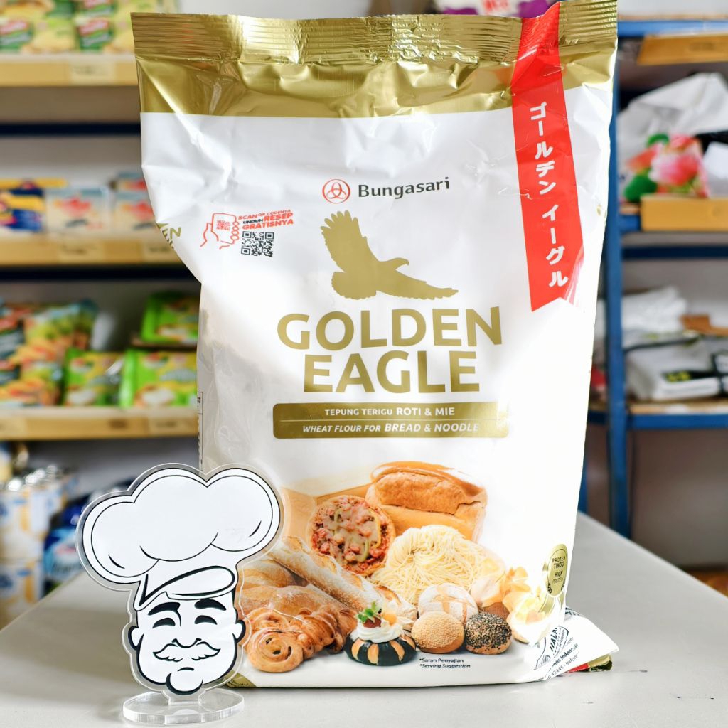 

Tepung Golden Eagle 1Kg / Tepung Terigu Roti / Tepung Protein Tinggi