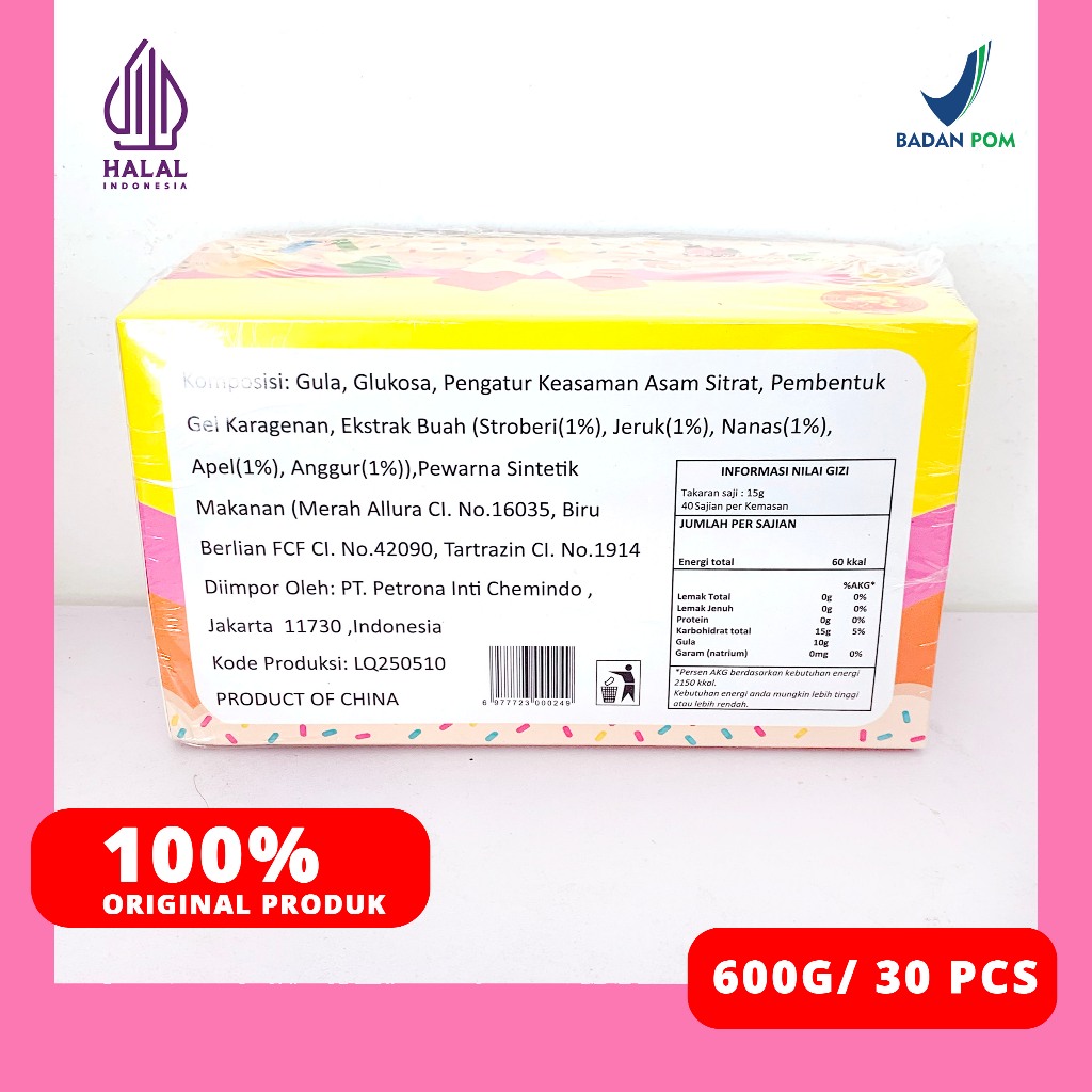 

Navi_Lezatoz Permen Jeli Eskrim / Icecream Rasa Aneka Buah 600Gram/ 30 Pcs
