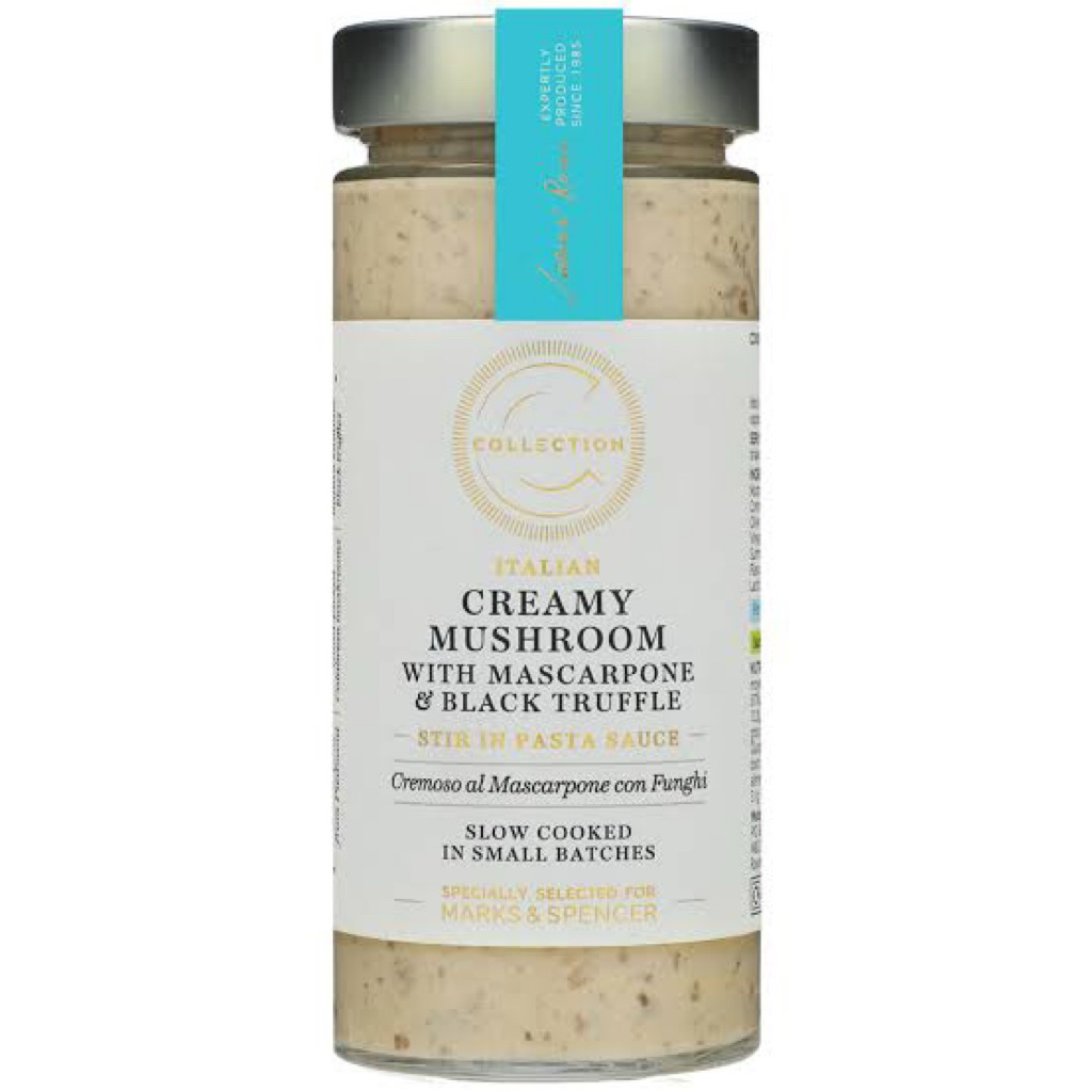 

M&S MARK MARKS & AND SPENCER ITALIAN CREAMY MUSHROOM MASCARPONE BLACK TRUFFLE PASTA SAUCE