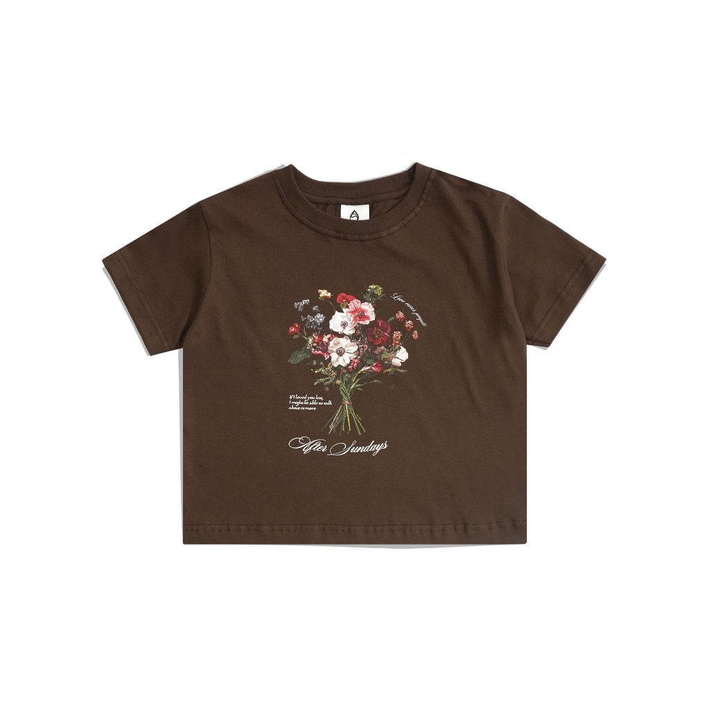 T-SHIRT KAOS WANITA | CROP TOP | YOU LES | BROWN | AFTERSUNDAYS