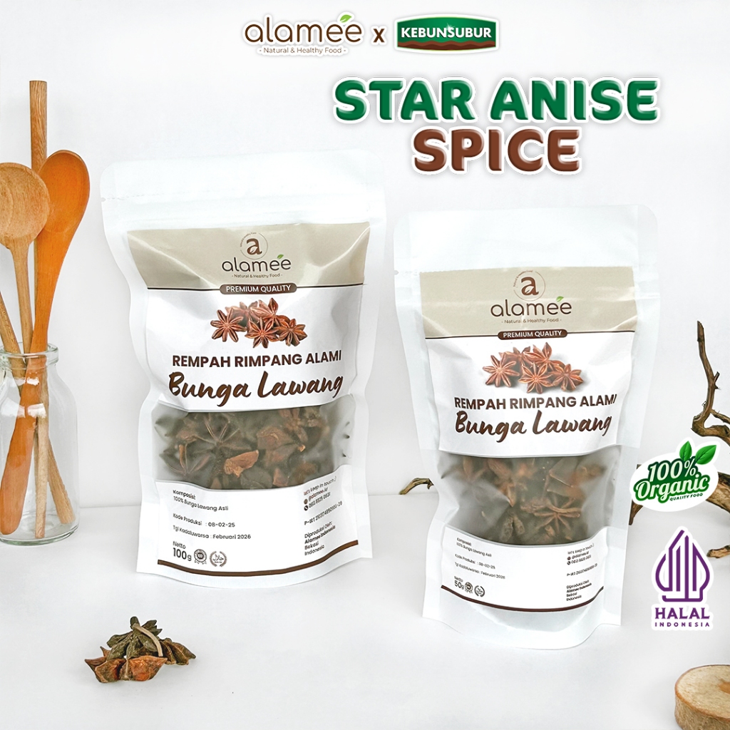 

ALAMEE Bunga Lawang Asli Kering Pekak Star Anise Rempah Kering Rimpang Organik Alami Spice Kebunsubur