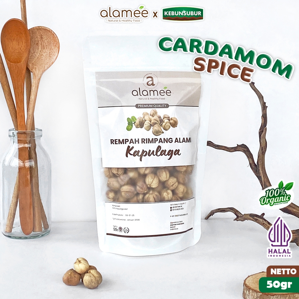 

ALAMEE Kapulaga Kering Cardamom Kapolaga Kapol Spice Rempah Rimpang Organik Alami 50gr Kebunsubur