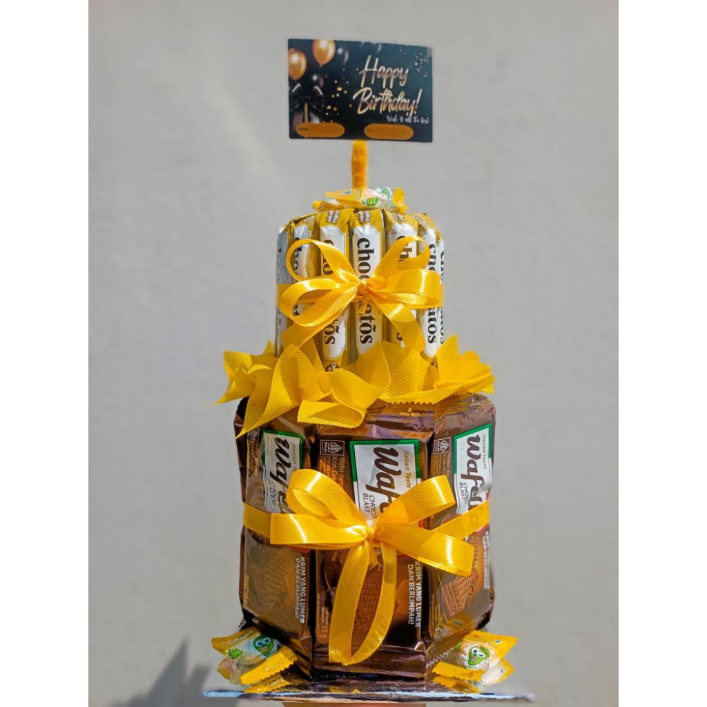 

tart snack wafello+chocolatos 2 tingkat free packing kardus