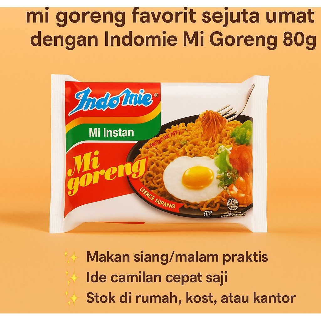 

Indomie Mi Goreng 80g – Mi Legendaris, Rasa Tak Tergantikan!