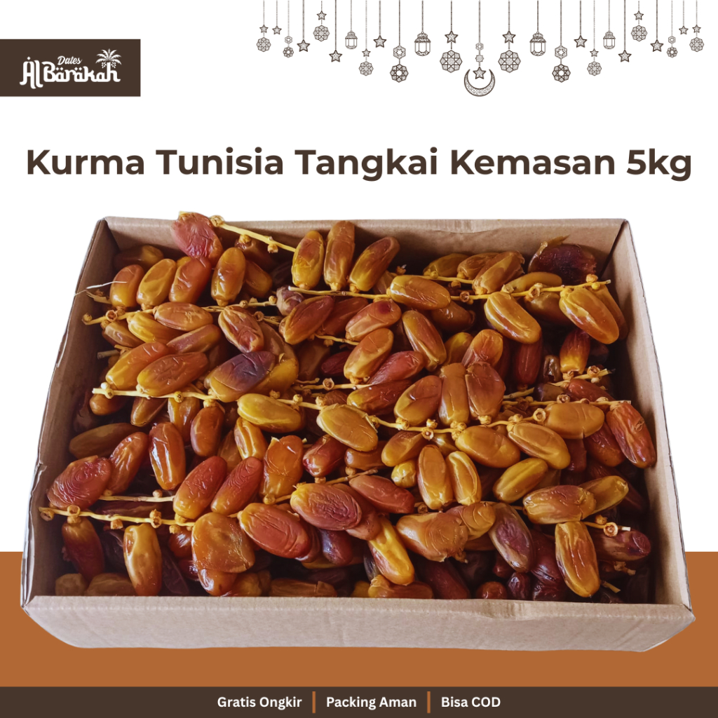 

Kurma Tunisia Tangkai Premium Deglet Noor Palm Fruit Kemasan 5kg Oleh Haji dan Umroh Albaraka Dates