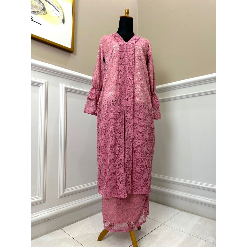Setelan Brokat Kebaya Modern Baju Kondangan Wanita Kekinian Ukuran Jumbo Kebaya Kutu Baru