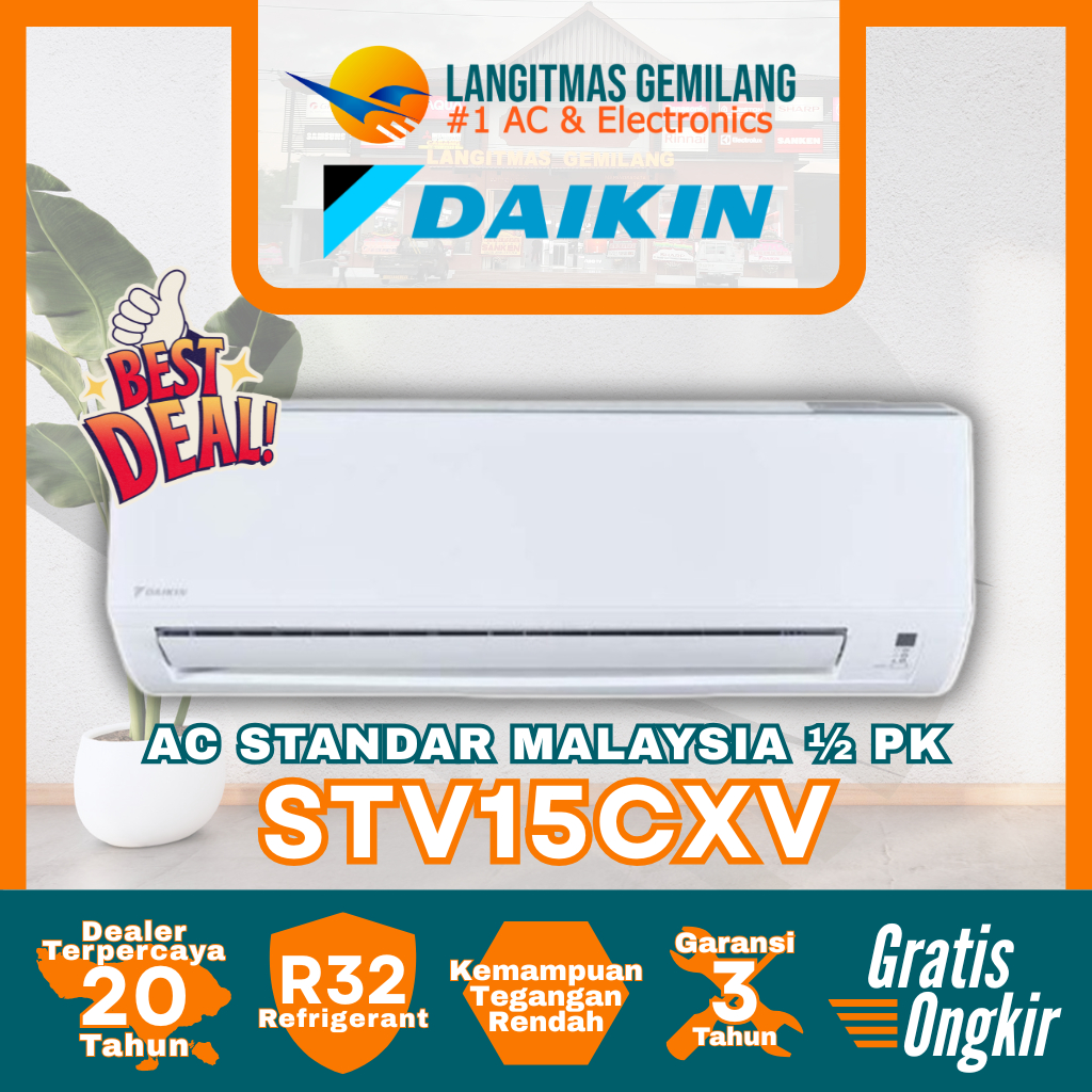 DAIKIN AC Standar Malaysia ½ PK STV15CXV