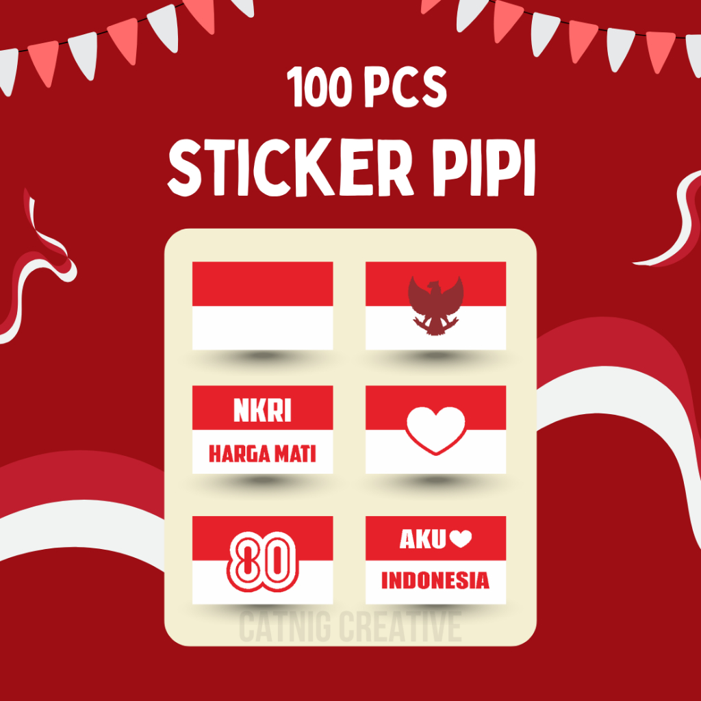 

100 PCS Sticker Pipi HUT RI bendera merah putih Stiker Pipi HUT RI