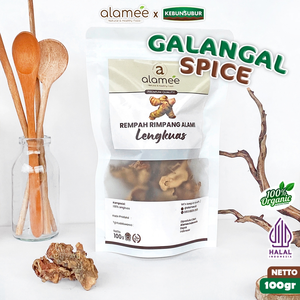 

ALAMEE Lengkuas Kering Iris Dried Galangal Rempah Organik Alami Spice 100gr Kebunsubur