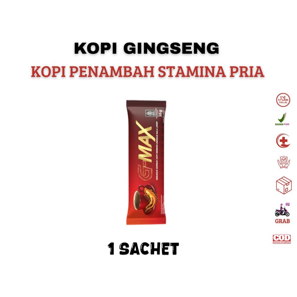 

1 SACHET GMAX kopi gingseng penambah stamina pria halal