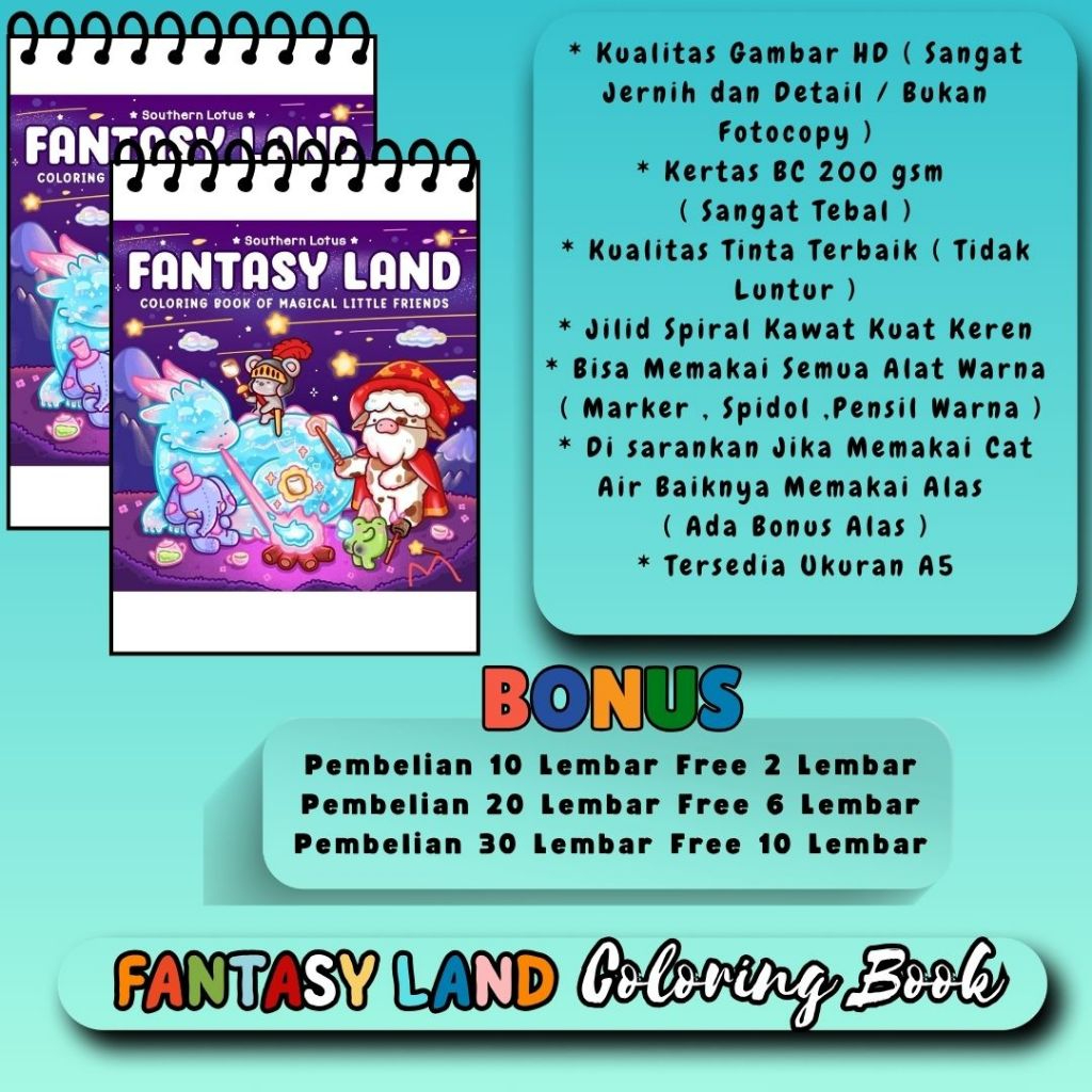 

Fantasy Land Coloring Book Of Magical Little Friends Buku Mewarnai Kertas Tebal A4 Gambar Bagus Jernis Sudah HD