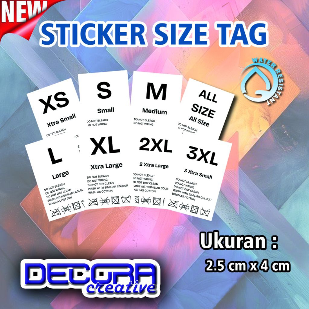 

(12 PCS) STICKER LABEL CROMO BNW SIZE TAG BAJU PAKAIAN TSHIRT