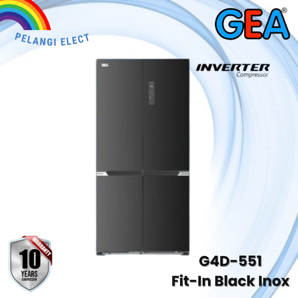 GEA Kulkas Multidoor 551L G4D-551 / G4D-551 Fit-In Black Inox Inverter Garansi Resmi