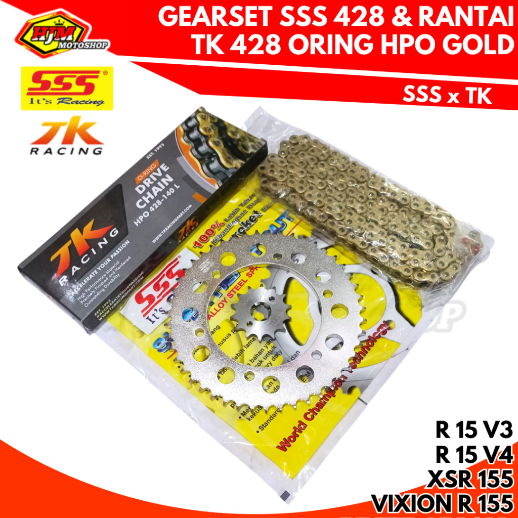 GEAR SET TRIPLE S - SSS R15 V3 / R15 V4 / R15 M / VIXION R VVA / MT 15 / XSR 155 & RANTAI TK ORING