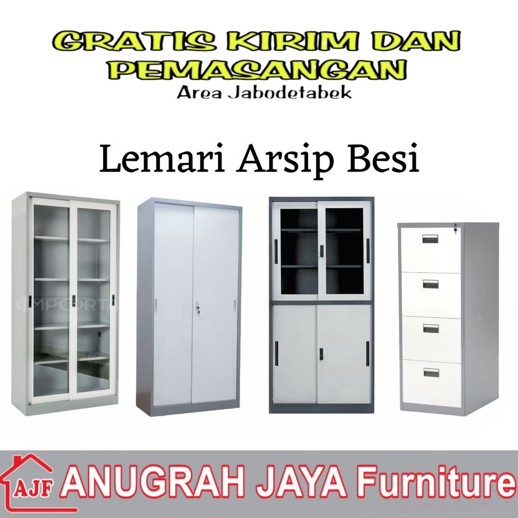 Lemari Arsip Pintu Sliding / Rak Buku / Lemari Buku Besi / Lemari Kantor / Filing Cabinet Besi